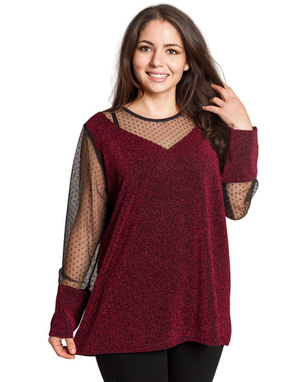 Tunică lejeră în mărimi mari cu accente din piele