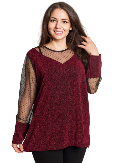 Tunică lejeră în mărimi mari cu accente din piele