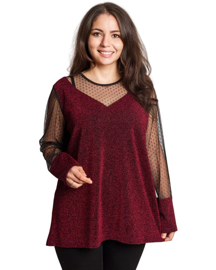 Tunică lejeră în mărimi mari cu accente din piele