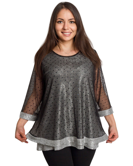 Tunică lejeră în mărimi mari cu accente din piele