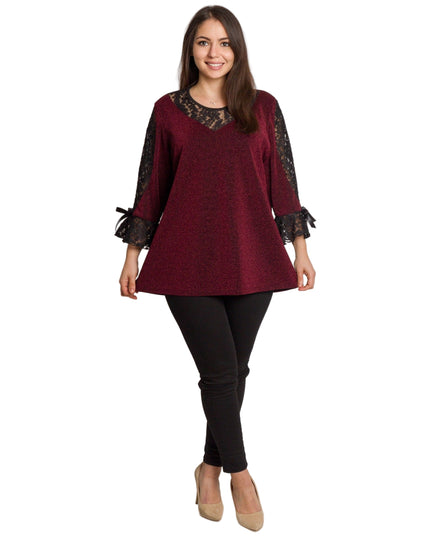 Tunică lejeră în mărimi mari cu accente din piele