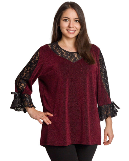 Tunică lejeră în mărimi mari cu accente din piele