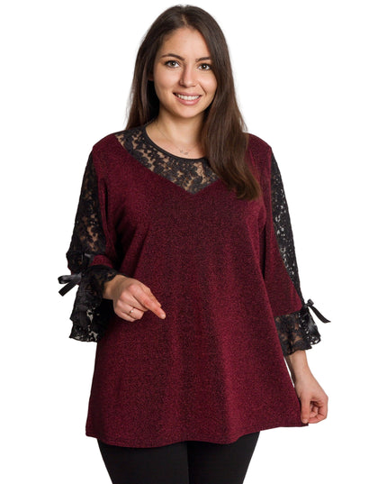 Tunică lejeră în mărimi mari cu accente din piele