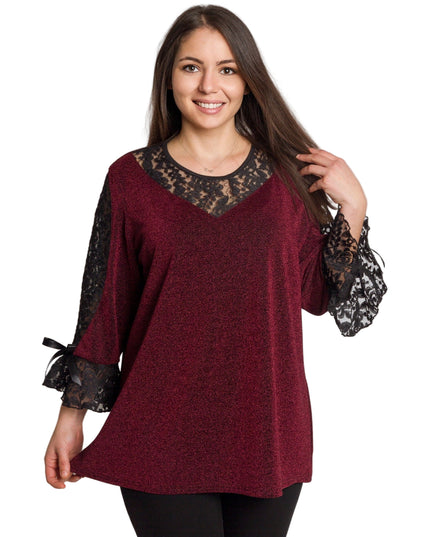 Tunică lejeră în mărimi mari cu accente din piele