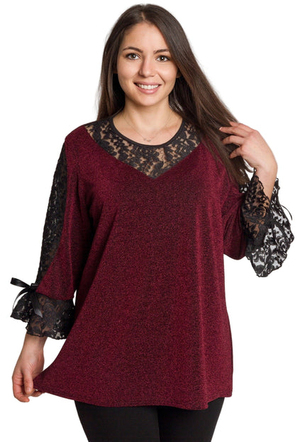 Tunică lejeră în mărimi mari cu accente din piele