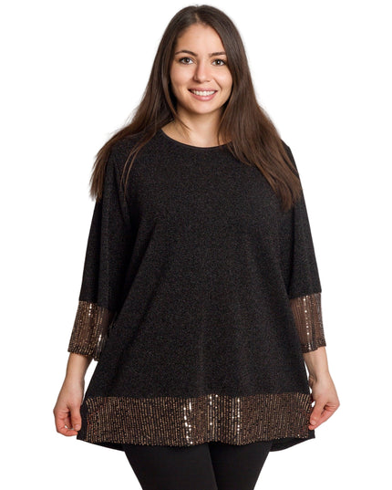 Официална черна туника с права кройка и пайетен акцент