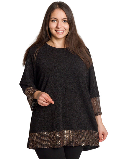 Официална черна туника с права кройка и пайетен акцент