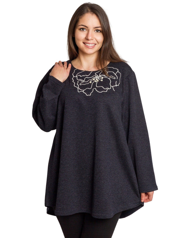 Tunică lejeră în mărimi mari cu accente din piele