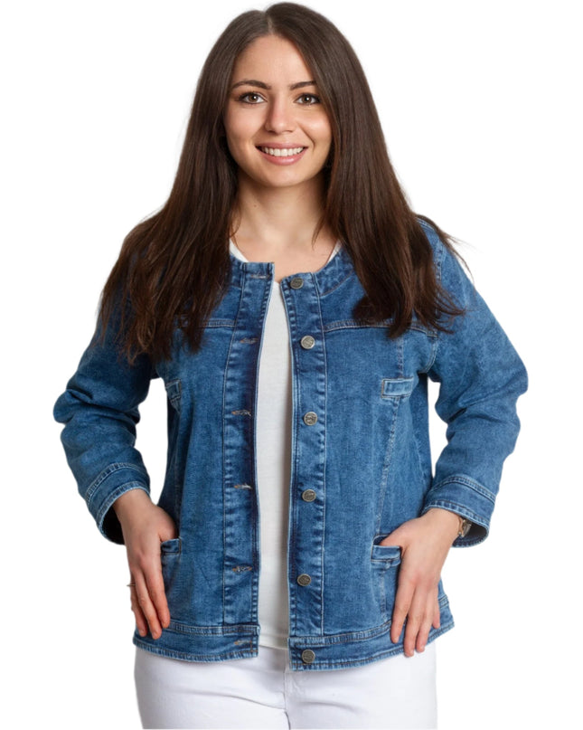 Sacou Denim cu Nasturi Mărimi Mari