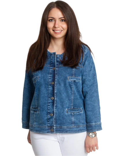 Sacou Denim cu Nasturi Mărimi Mari