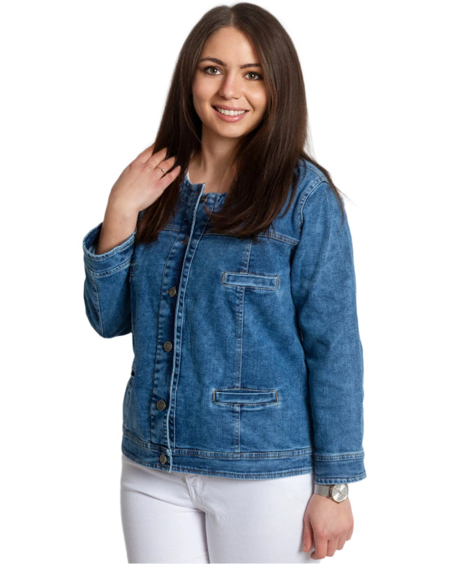 Sacou Denim cu Nasturi Mărimi Mari