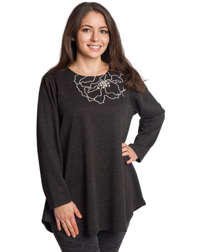 Tunică lejeră în mărimi mari cu accente din piele