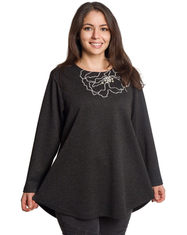 Tunică lejeră în mărimi mari cu accente din piele