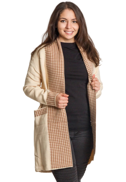 Cardigan elegant supradimensionat în culoarea mocha