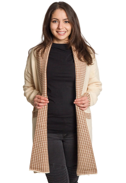 Cardigan elegant supradimensionat în culoarea mocha