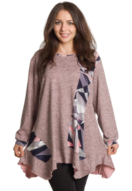 Tunică lejeră în mărimi mari cu accente din piele