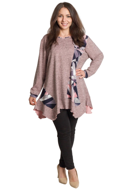 Tunică lejeră în mărimi mari cu accente din piele