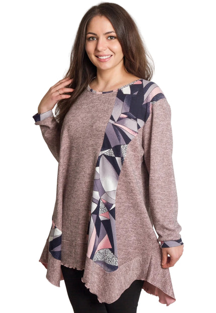 Tunică lejeră în mărimi mari cu accente din piele