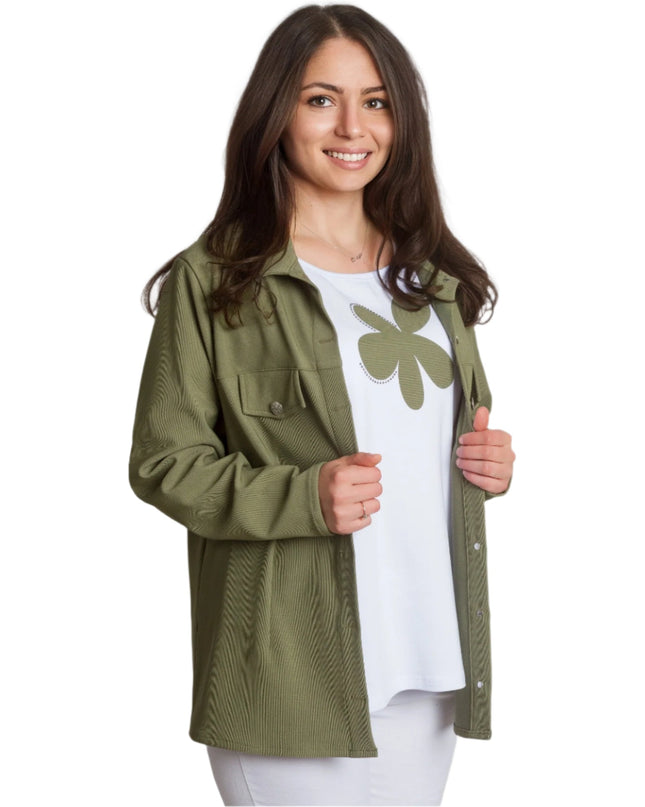 Elegant Set de Bluză și Sacou în Culoare Kaki