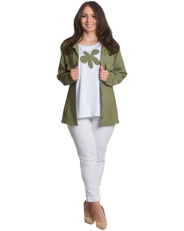 Elegant Set de Bluză și Sacou în Culoare Kaki