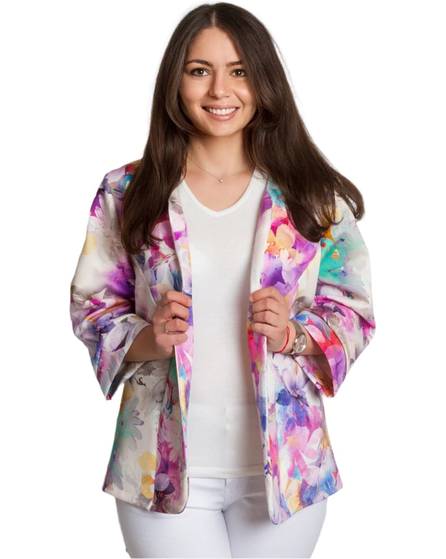 Sacou elegant cu model floral delicat în mărimi mari
