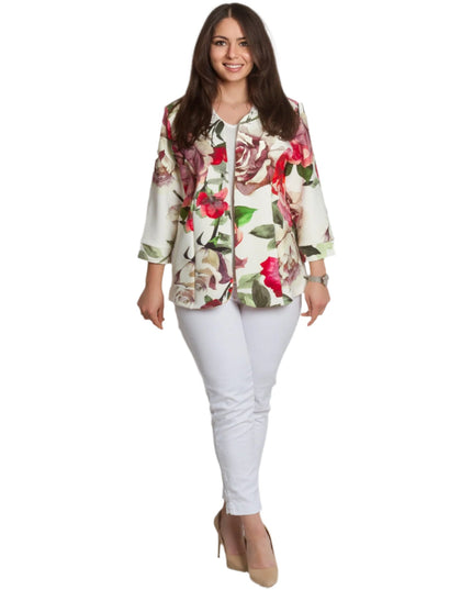 Saco maxi de primăvară cu model de flori frumoase - 3XL,4XL,5XL