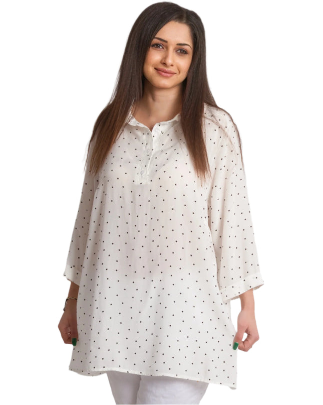 Cămașă Albă Elegantă Croi Larg Mărimi Mari