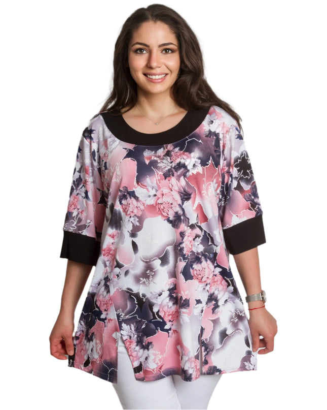 Tunică pentru mărimi mari cu print floral