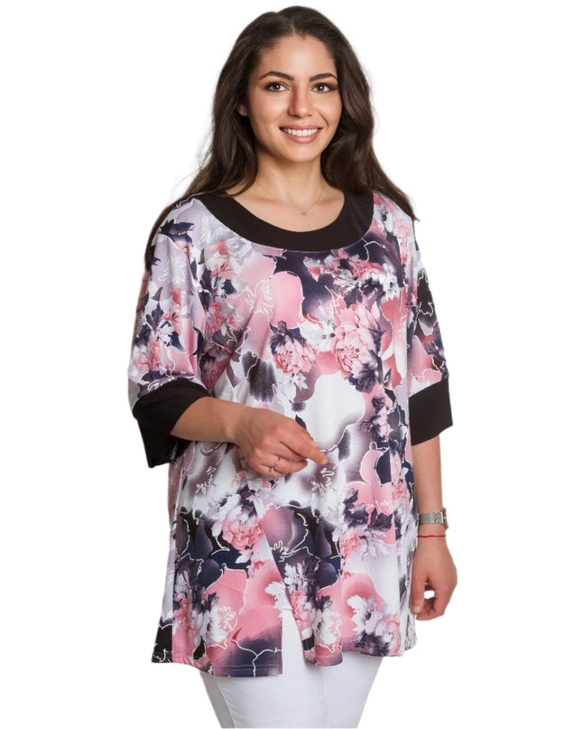 Tunică pentru mărimi mari cu print floral