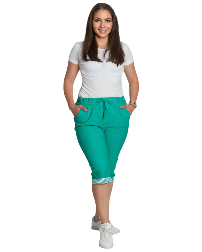Pantaloni verzi cu elastic și șnururi, mărimi mari