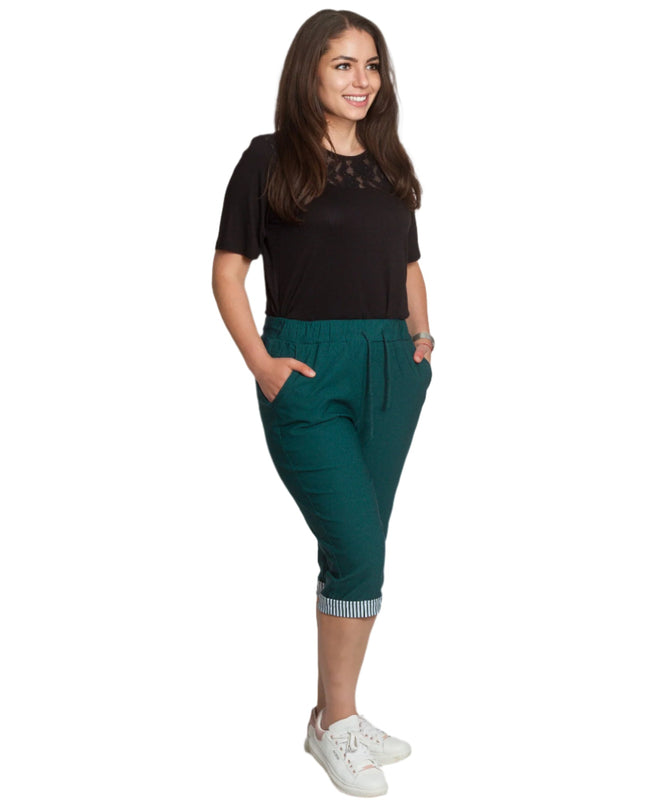 Pantaloni cu elastic și șnururi mărimi mari verde închis
