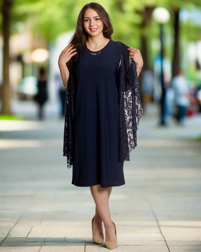 Set elegant de mască pentru femei, format din rochie și jachetă din dantelă