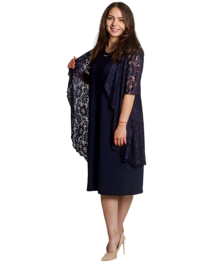 Set elegant de mască pentru femei, format din rochie și jachetă din dantelă