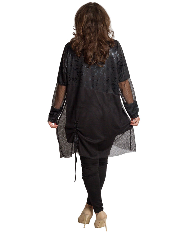 Tunică lejeră în mărimi mari cu accente din piele