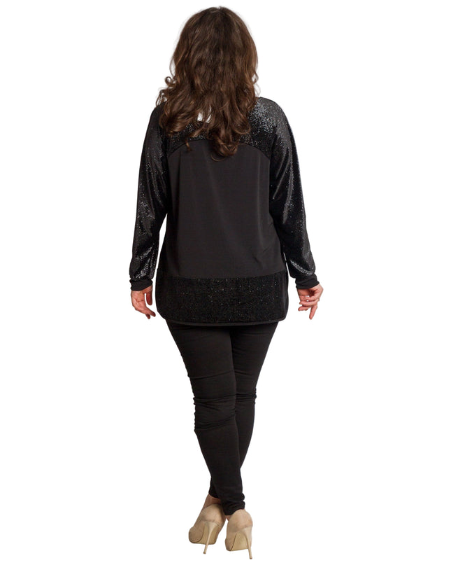 Tunică lejeră în mărimi mari cu accente din piele