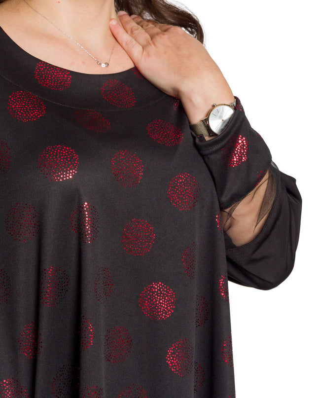 Tunică lejeră în mărimi mari cu accente din piele