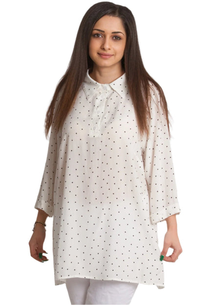 Бяла официална риза със свободна кройка в големи размери - Maxi Market
