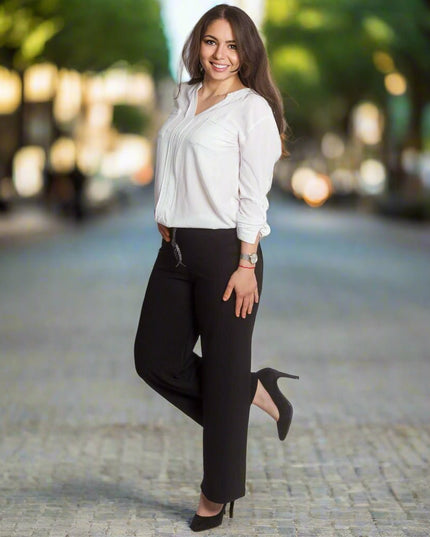 Черен спортно - елегантен панталон в големи размери - Maxi Market