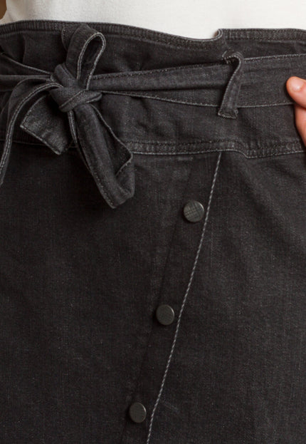 Черна дънкова макси пола с декоративни копчета - Maxi Market