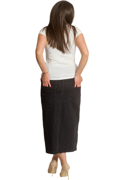 Черна дънкова макси пола с декоративни копчета - Maxi Market