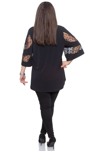 Tunică formală evazată cu tul în mărimi maxi