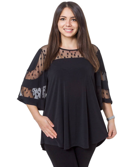 Tunică formală evazată cu tul în mărimi maxi