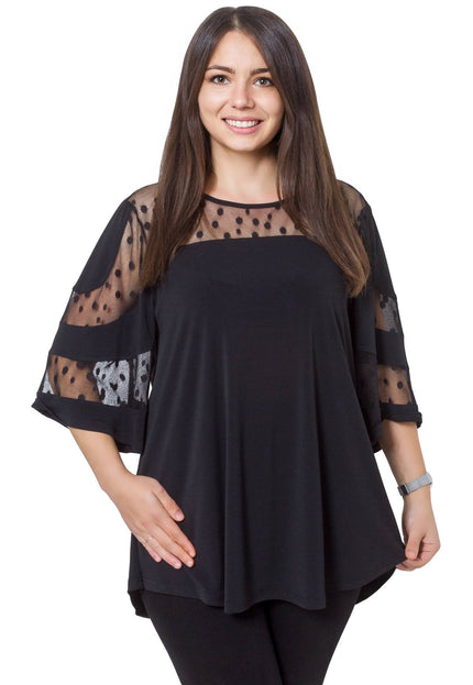 Tunică formală evazată cu tul în mărimi maxi