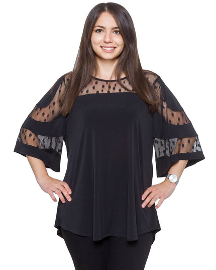 Tunică formală evazată cu tul în mărimi maxi
