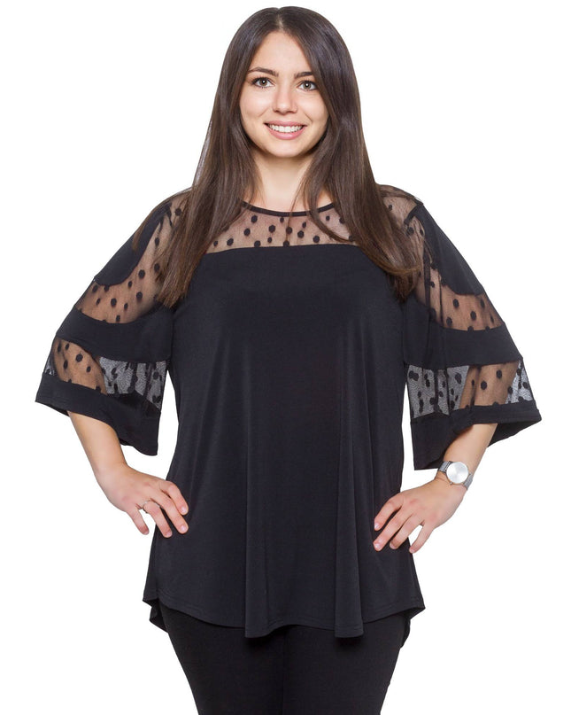 Tunică formală evazată cu tul în mărimi maxi