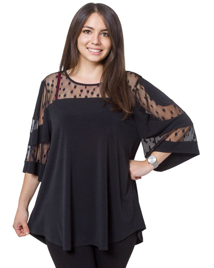 Tunică formală evazată cu tul în mărimi maxi