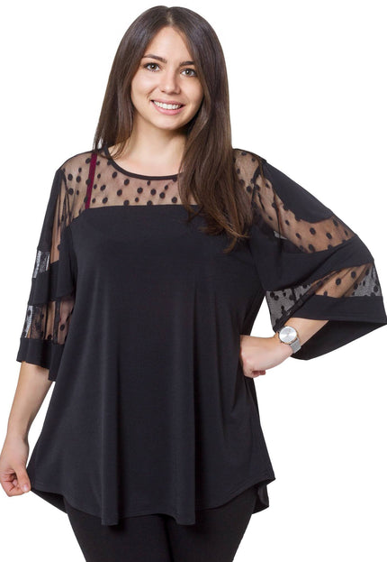 Tunică formală evazată cu tul în mărimi maxi