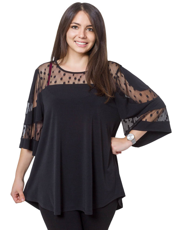 Tunică formală evazată cu tul în mărimi maxi