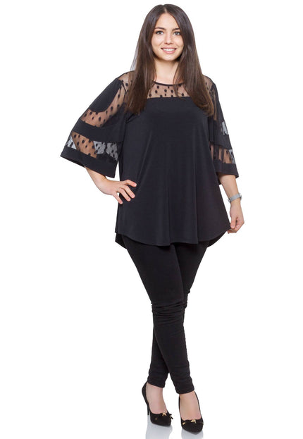 Tunică formală evazată cu tul în mărimi maxi