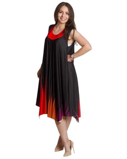 Черна разкроена рокля без ръкави в макси размери - Maxi Market